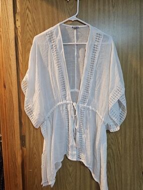 Charlotte Russe White Lace Boho Swim Coverup Kimono